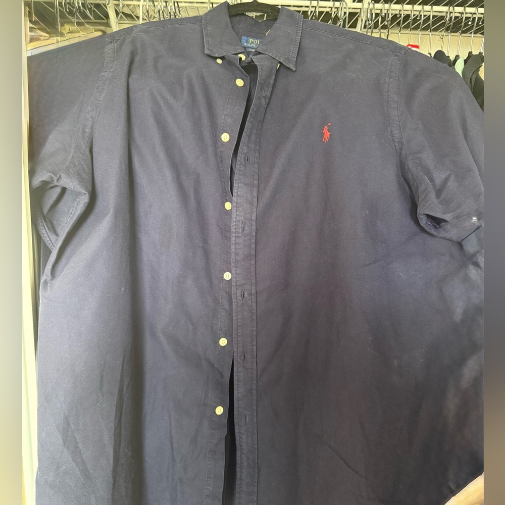 Ralph Lauren Men’s Dress Shirt, Navy, XL, Classic Fit